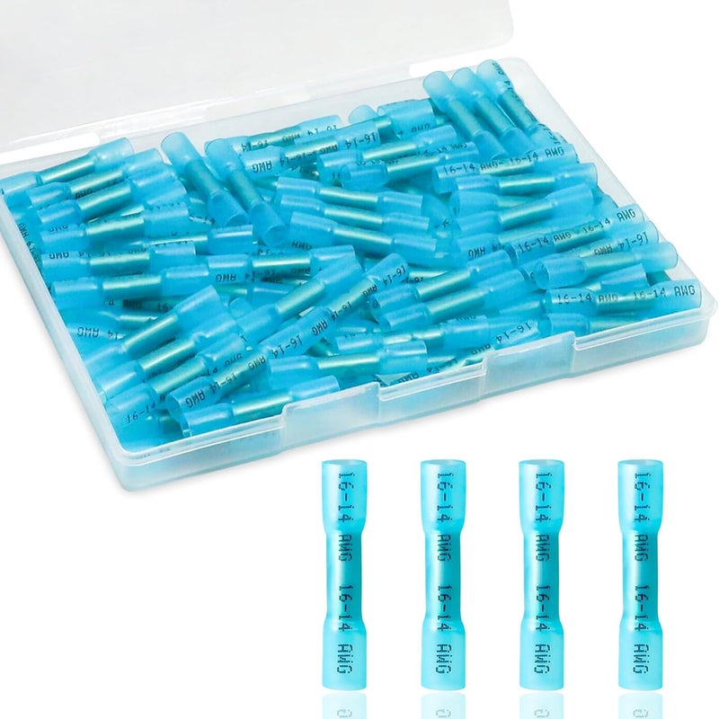 ZONBANG 120PCS Heat Shrink Butt Connectors, Insulated Waterproof Butt Connectors 16-14 AWG for Wiring, Marine, Automotive (Blue) - Image 1